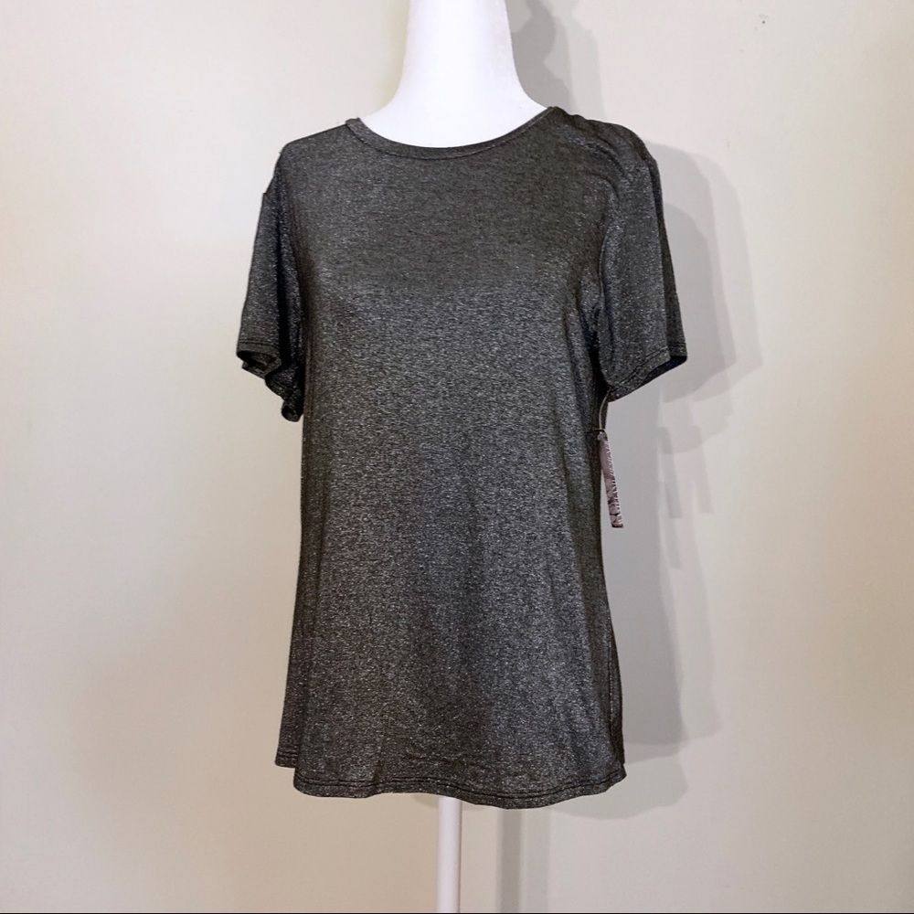 REFORMATION metallic black & silver t-shirt small